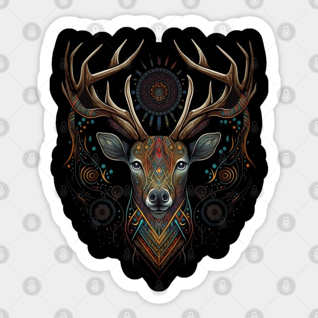 Aztec Deer Art Print Native Azteca Stag Indigenous Mayan Style Sticker by Sports Stars ⭐⭐⭐⭐⭐